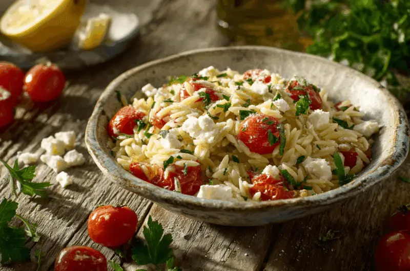 One Pot Greek Orzo with Tomatoes and Feta