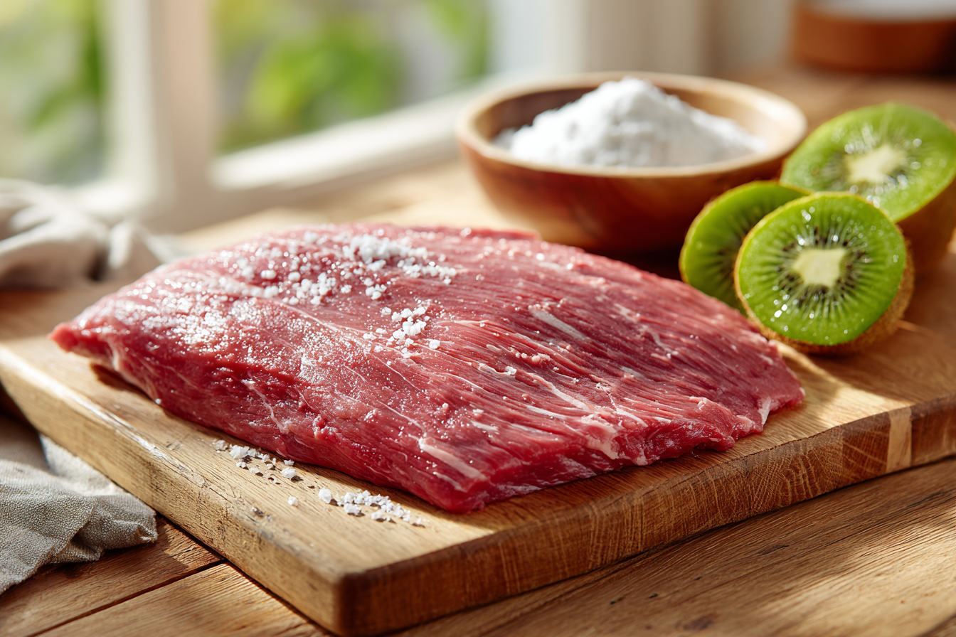 Kiwi-Marinated Skirt Steak with Garlic and Lime